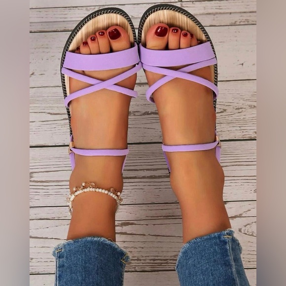 New Summer Slingback Purple Sandals - Picture 3 of 6